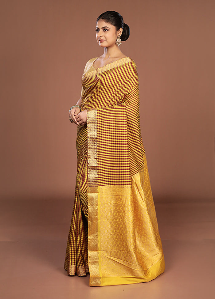 Yellow Kanjivaram Silk Saree With Blouse Piece
