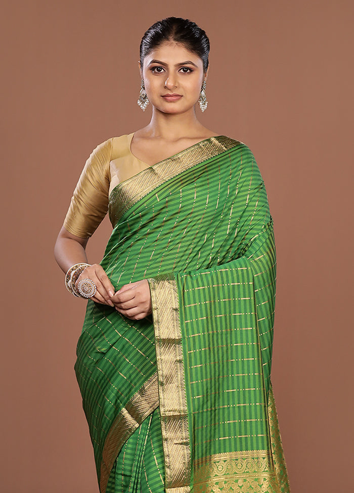 Green Kanjivaram Silk Saree With Blouse Piece