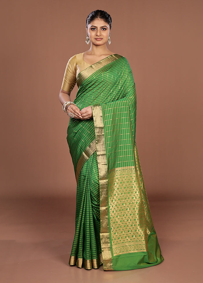 Green Kanjivaram Silk Saree With Blouse Piece