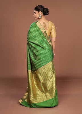 Green Kanjivaram Silk Saree With Blouse Piece