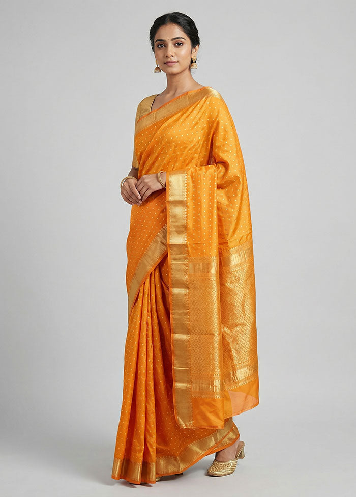 Yellow Kanjivaram Silk Saree With Blouse Piece