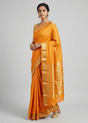 Yellow Kanjivaram Silk Saree With Blouse Piece