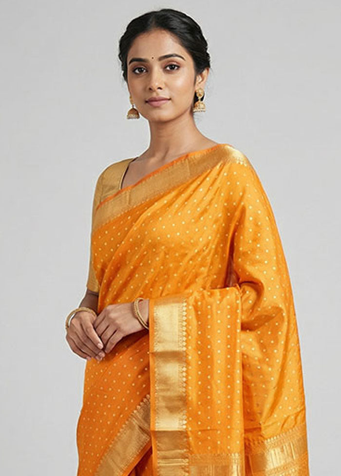 Yellow Kanjivaram Silk Saree With Blouse Piece