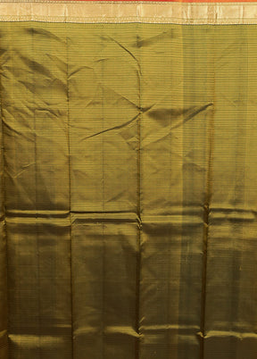 Orange Handloom Kanjivaram Pure Silk Saree With Blouse Piece