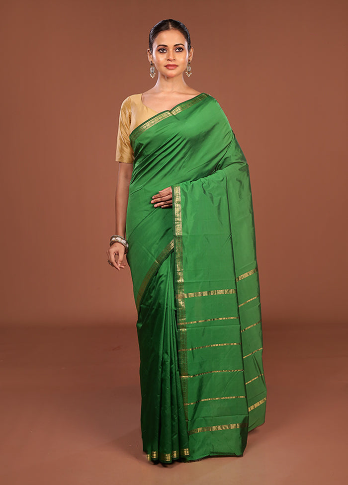 Green Kanjivaram Silk Saree With Blouse Piece