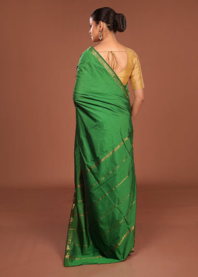Green Kanjivaram Silk Saree With Blouse Piece