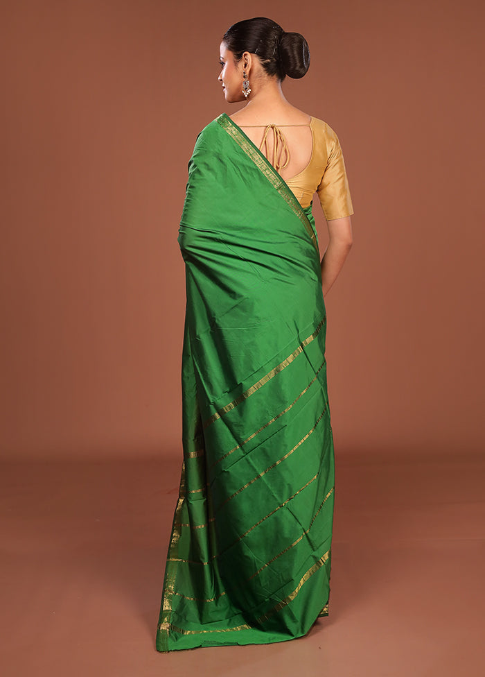 Green Kanjivaram Silk Saree With Blouse Piece