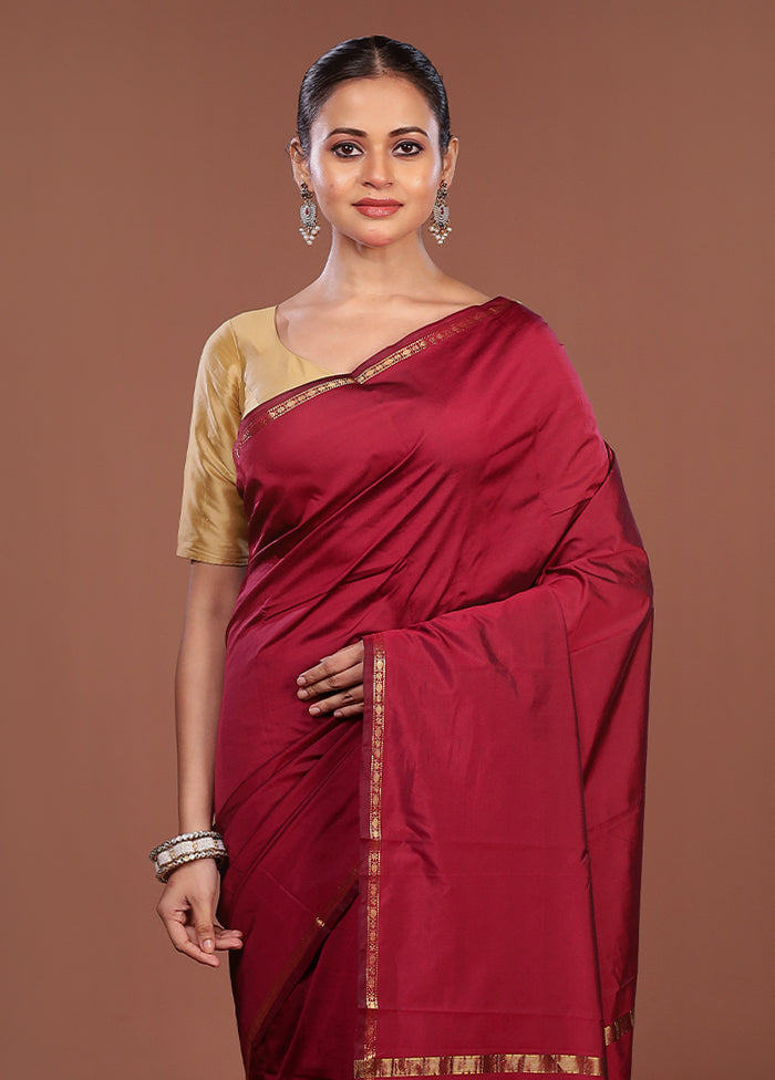 Purple Kanjivaram Silk Saree With Blouse Piece