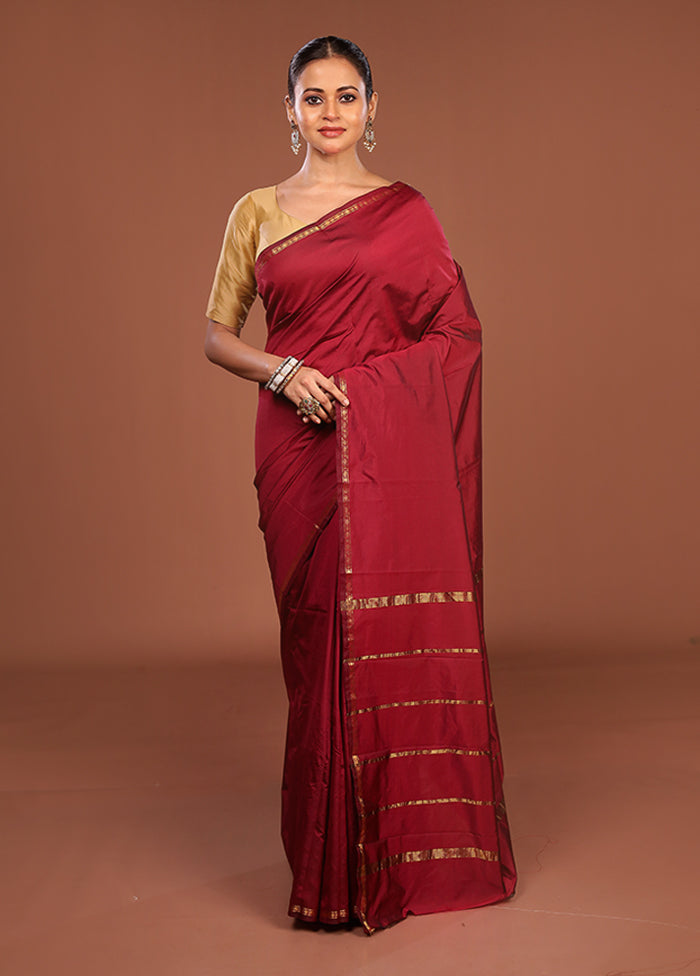 Purple Kanjivaram Silk Saree With Blouse Piece
