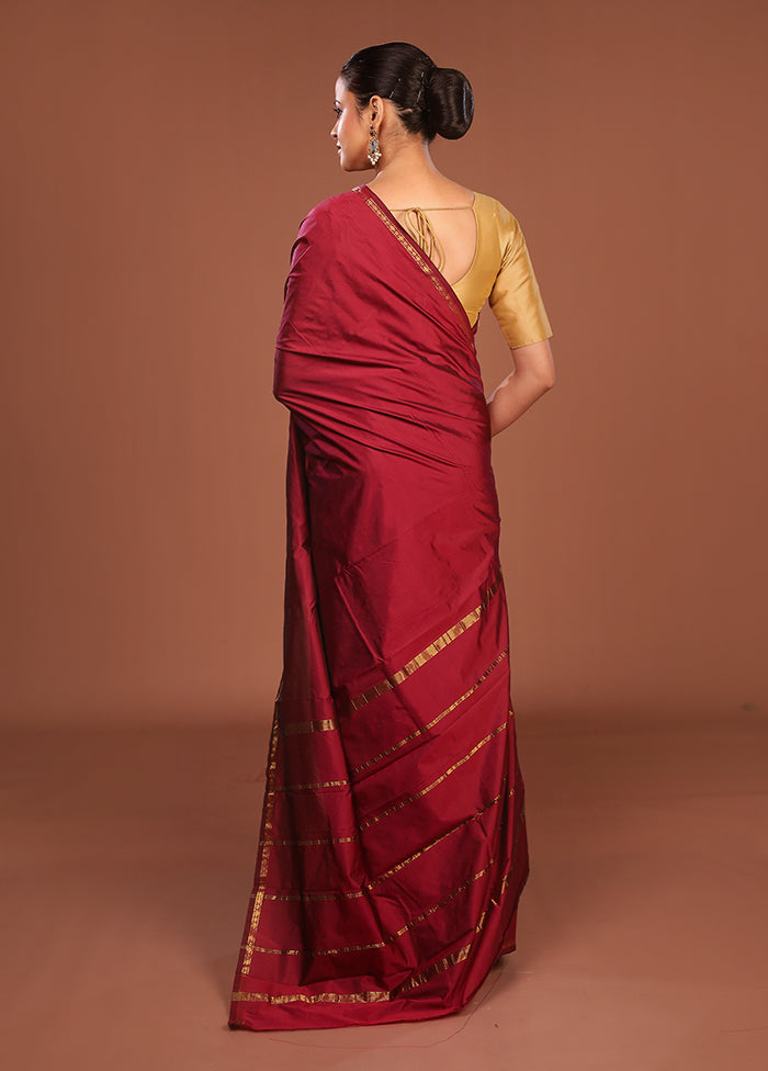 Purple Kanjivaram Silk Saree With Blouse Piece