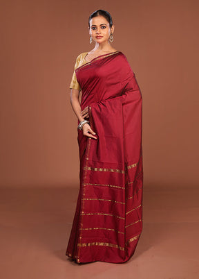 Purple Kanjivaram Silk Saree With Blouse Piece