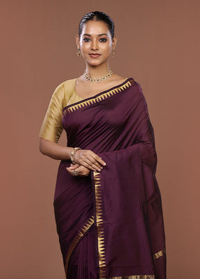 Purple Kanjivaram Silk Saree With Blouse Piece