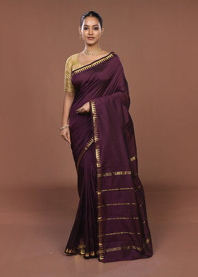 Purple Kanjivaram Silk Saree With Blouse Piece