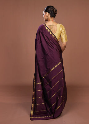 Purple Kanjivaram Silk Saree With Blouse Piece