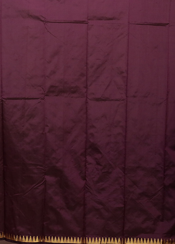 Purple Kanjivaram Silk Saree With Blouse Piece