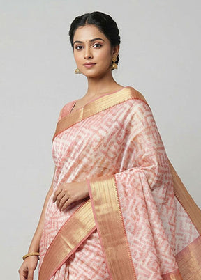 Cream Kora Silk Saree With Blouse Piece