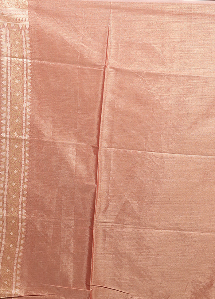 Rust Tissue Silk Saree With Blouse Piece