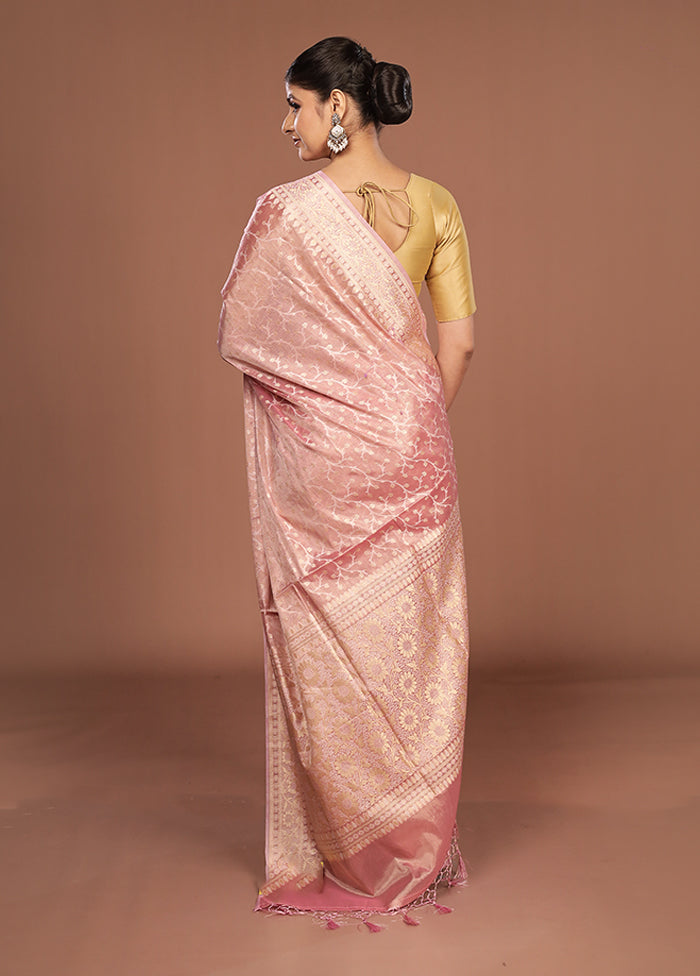 Pink Tissue Silk Saree With Blouse Piece