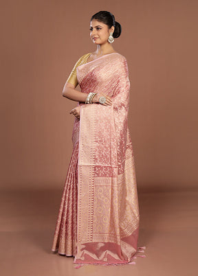 Pink Tissue Silk Saree With Blouse Piece