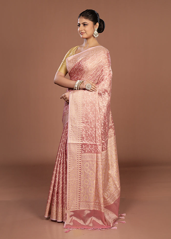 Pink Tissue Silk Saree With Blouse Piece