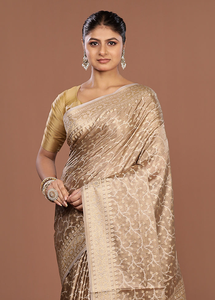 Cream Tissue Silk Saree With Blouse Piece