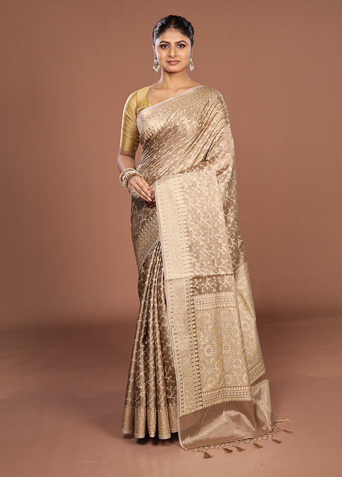 Cream Tissue Silk Saree With Blouse Piece