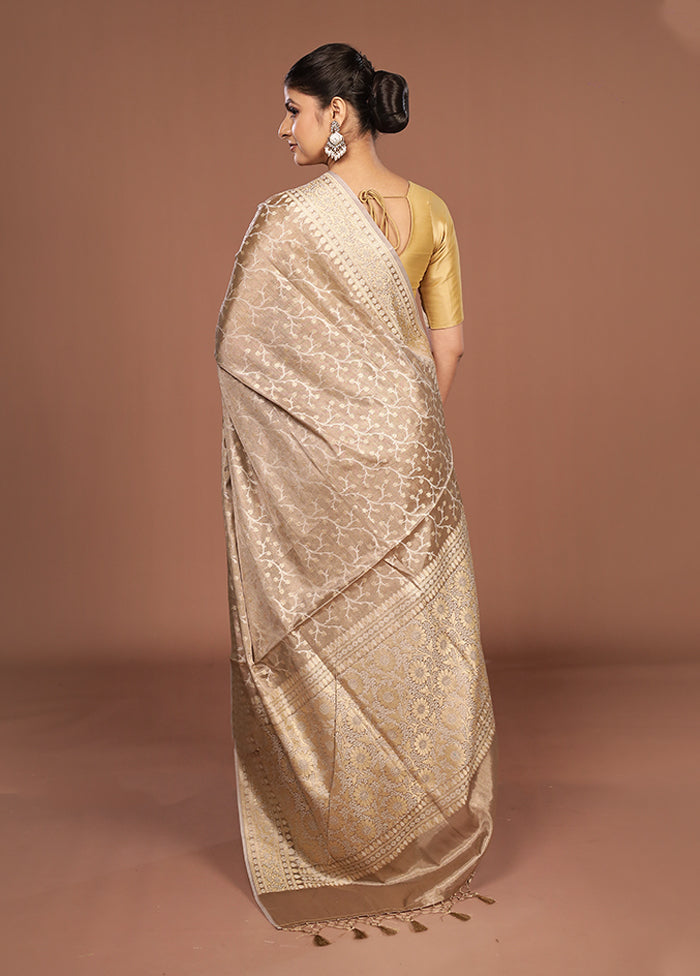 Cream Tissue Silk Saree With Blouse Piece