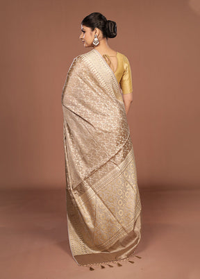 Cream Tissue Silk Saree With Blouse Piece