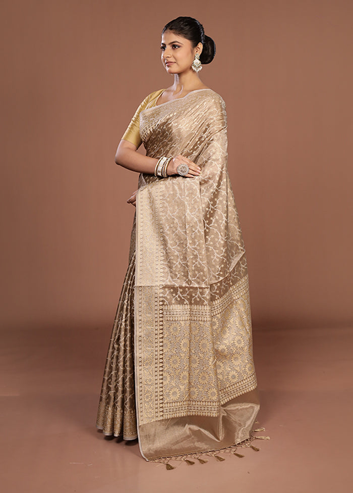 Cream Tissue Silk Saree With Blouse Piece