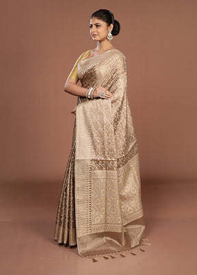 Cream Tissue Silk Saree With Blouse Piece