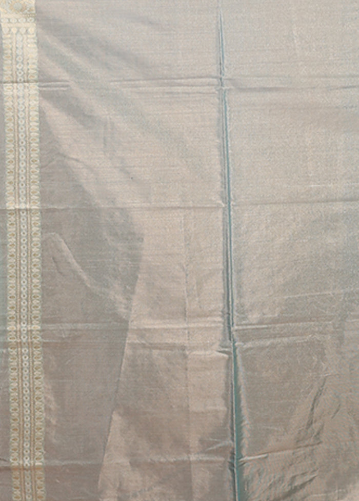 Blue Tissue Silk Saree With Blouse Piece