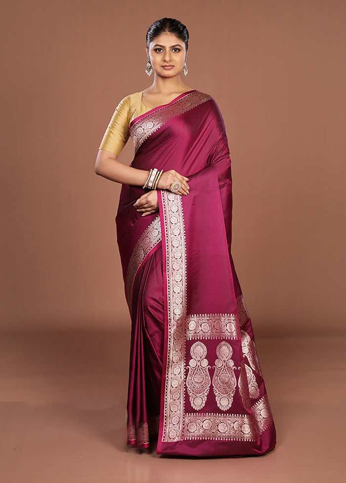 Purple Katan Silk Saree With Blouse Piece
