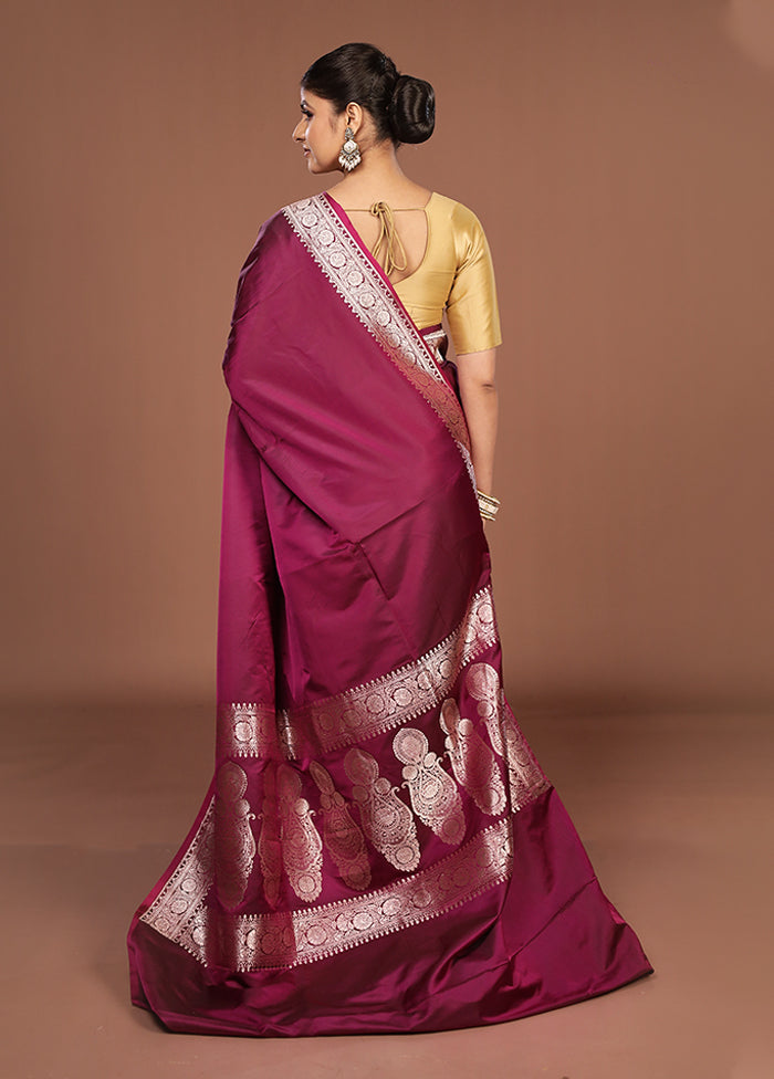 Purple Katan Silk Saree With Blouse Piece