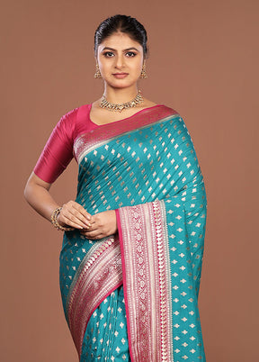 Green Dupion Silk Saree With Blouse Piece