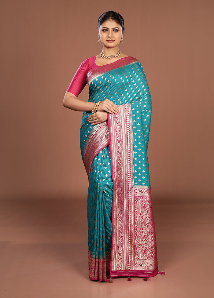 Green Dupion Silk Saree With Blouse Piece