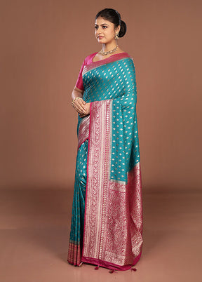 Green Dupion Silk Saree With Blouse Piece