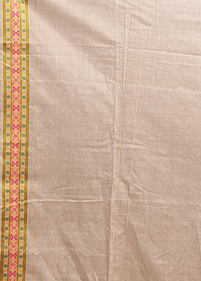 Cream Assam Silk Saree With Blouse Piece