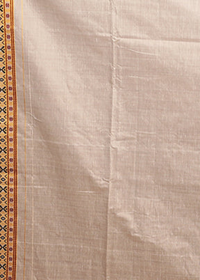 Cream Assam Silk Saree With Blouse Piece