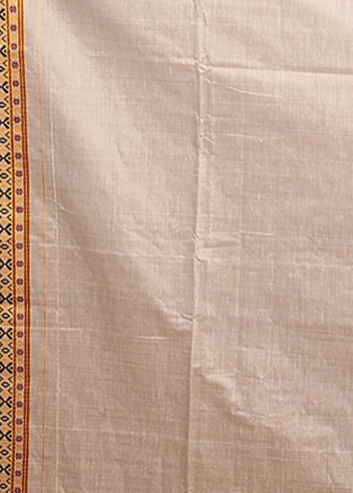 Cream Assam Silk Saree With Blouse Piece