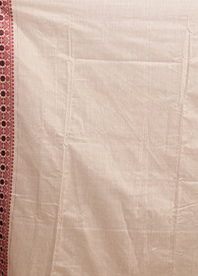 Cream Assam Silk Saree With Blouse Piece