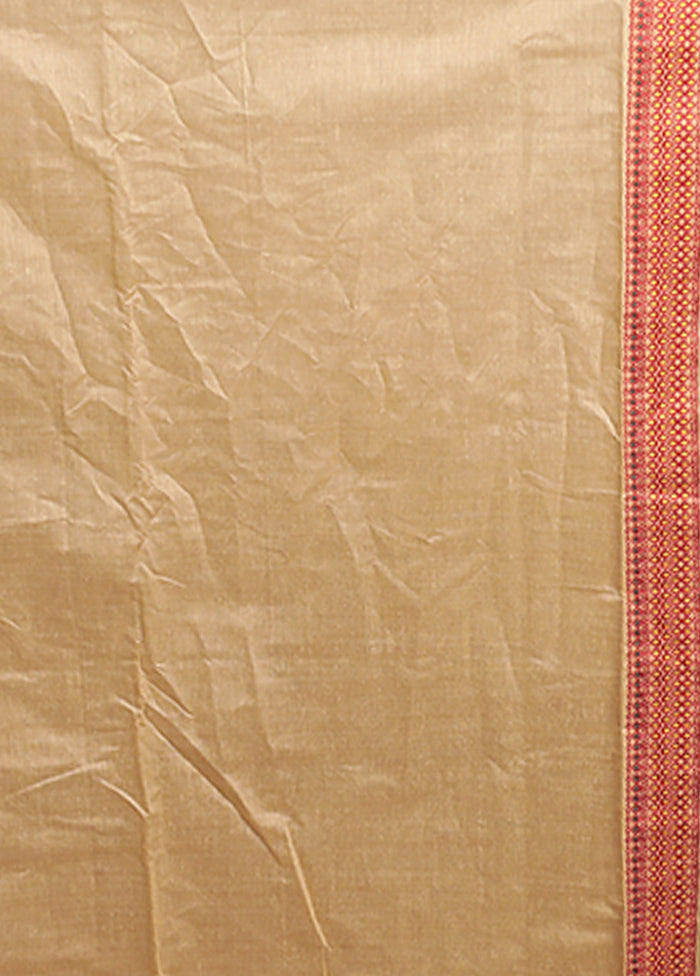 Cream Assam Silk Saree With Blouse Piece