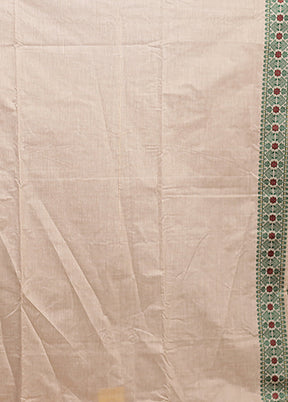 Cream Assam Silk Saree With Blouse Piece