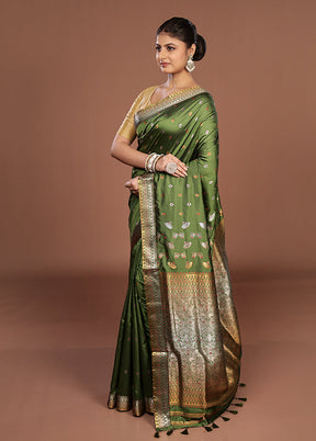 Green Assam Silk Saree With Blouse Piece