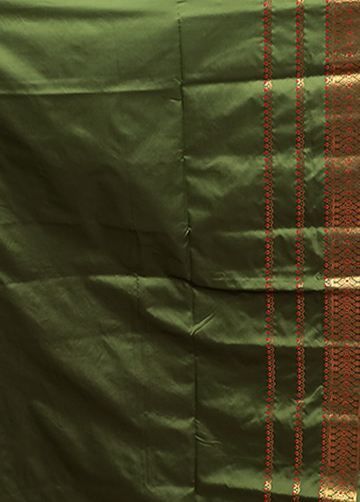 Green Assam Silk Saree With Blouse Piece