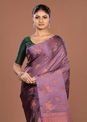 Purple Kanjivaram Silk Saree With Blouse Piece