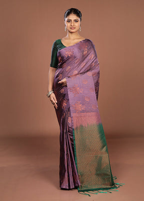 Purple Kanjivaram Silk Saree With Blouse Piece