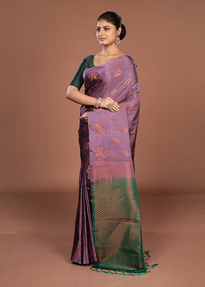 Purple Kanjivaram Silk Saree With Blouse Piece