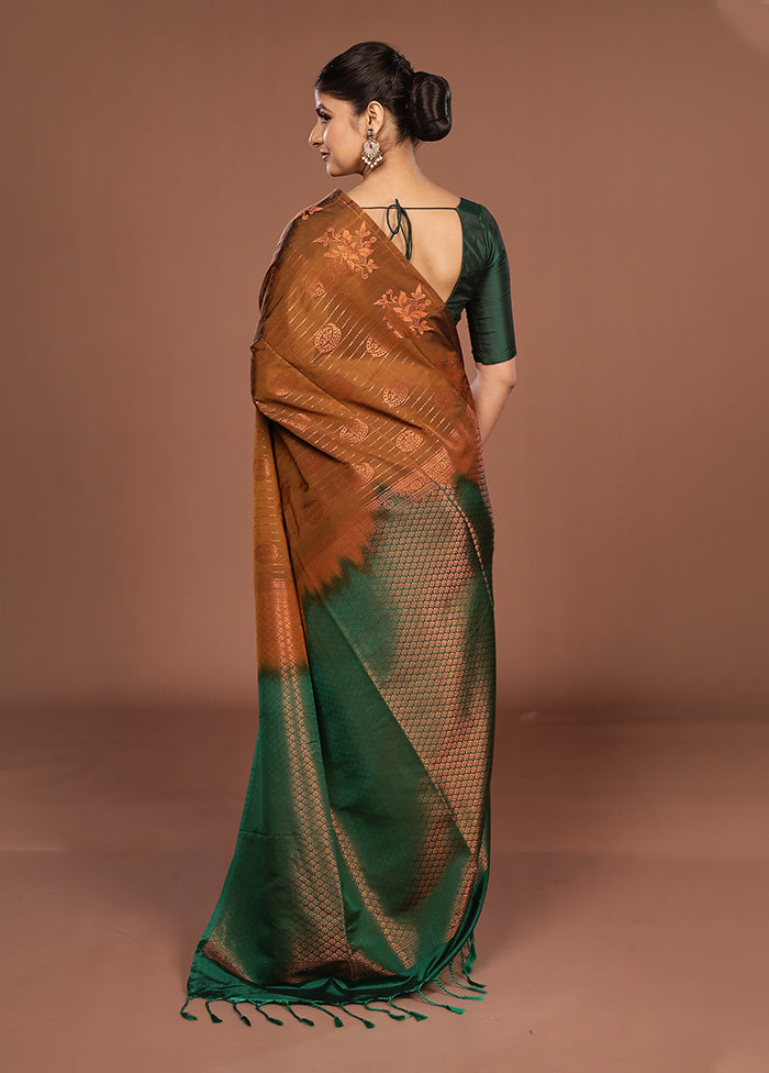 Green Kanjivaram Silk Saree With Blouse Piece