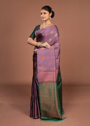 Purple Kanjivaram Silk Saree With Blouse Piece