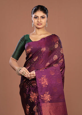 Purple Kanjivaram Silk Saree With Blouse Piece